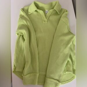 Art Class Neon Green Waffle Knit Long Sleeve top